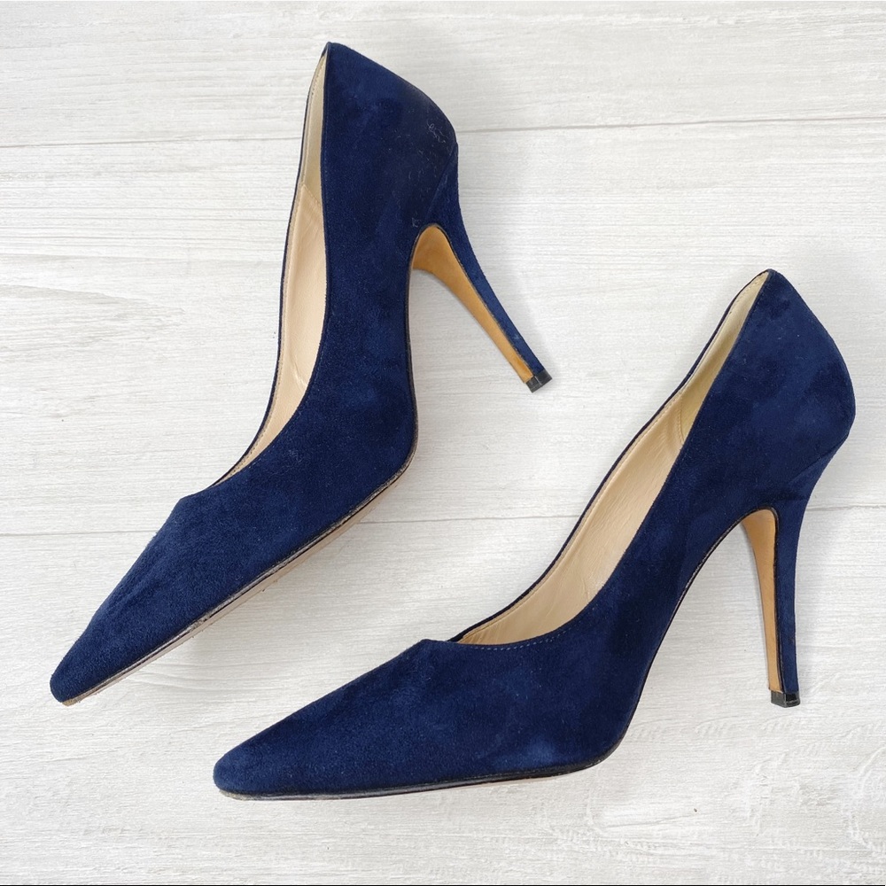 Vintage | Italian Blue Suede Heels Sz. 38.5